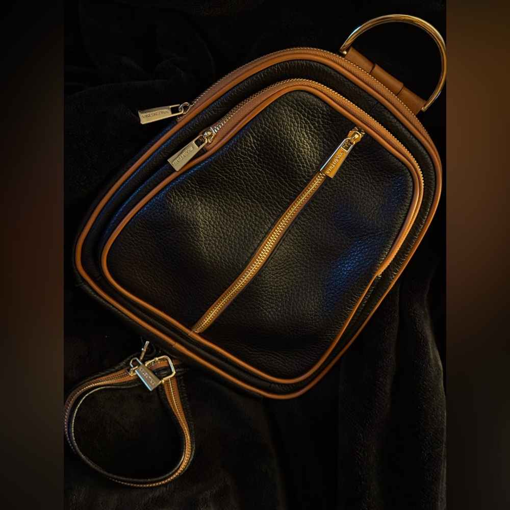 🖤✨Valentina Black Pebbled Leather Convertible Backpack✨🖤NWOT✨🖤 - Picture 2 of 13